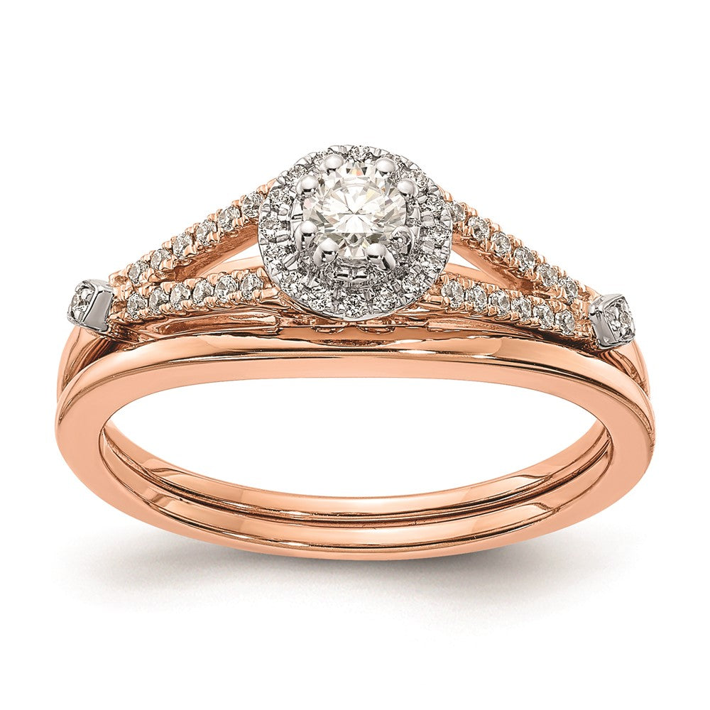 High-quality 10K Rose Gold Halo Engagement Ring | 1/3 Carat Diamond, Stylish Value
