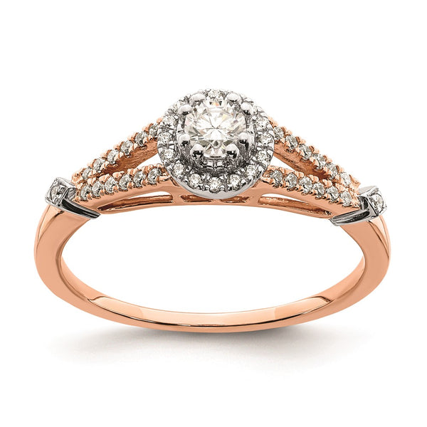 10K Rose Gold Halo Engagement Ring - 1/3 Carat Diamond