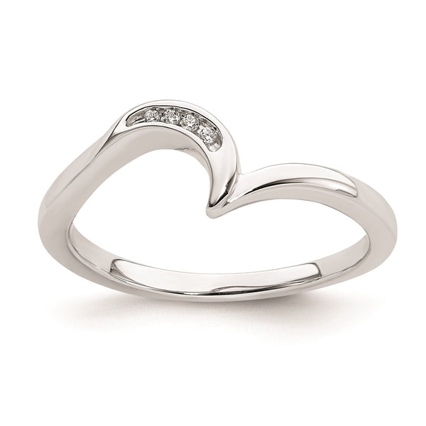 10K White Gold Wedding Band with 0.02 Carat Diamond Accent