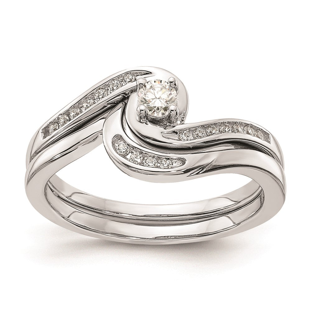 Buy Exclusive 10K White Gold Bypass Engagement Ring with 1/5 Carat Diamond Accent