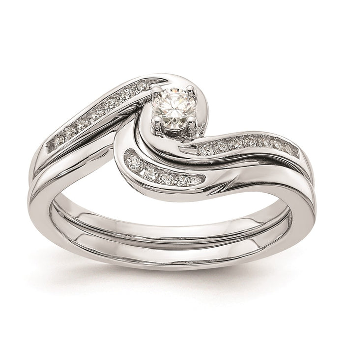 Buy Exclusive 10K White Gold Bypass Engagement Ring with 1/5 Carat Diamond Accent-7