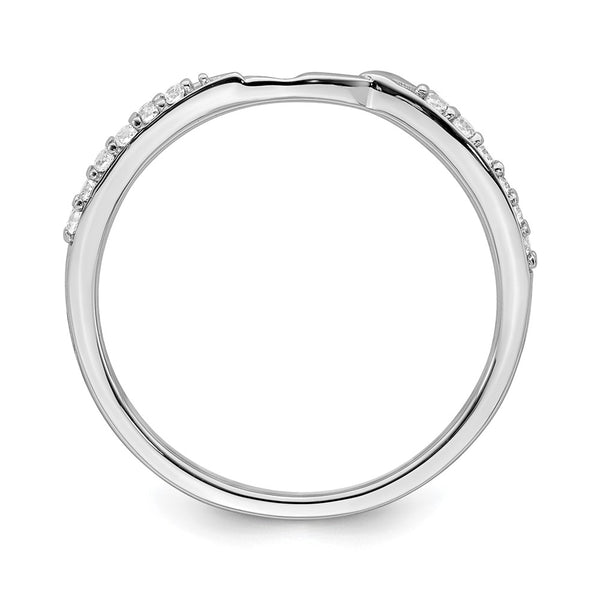 10K White Gold Contoured Wedding Band with 1/15 Carat Diamonds