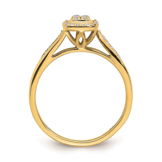 Buy Exclusive 10K Yellow Gold Halo Engagement Ring, 1/6 Carat Diamonds - Stylish Value!