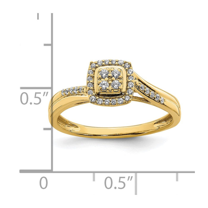 Buy Exclusive 10K Yellow Gold Halo Engagement Ring, 1/6 Carat Diamonds - Stylish Value!-7