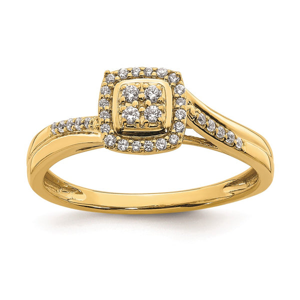 10K Yellow Gold Halo Engagement Ring, 1/6 Carat Diamonds