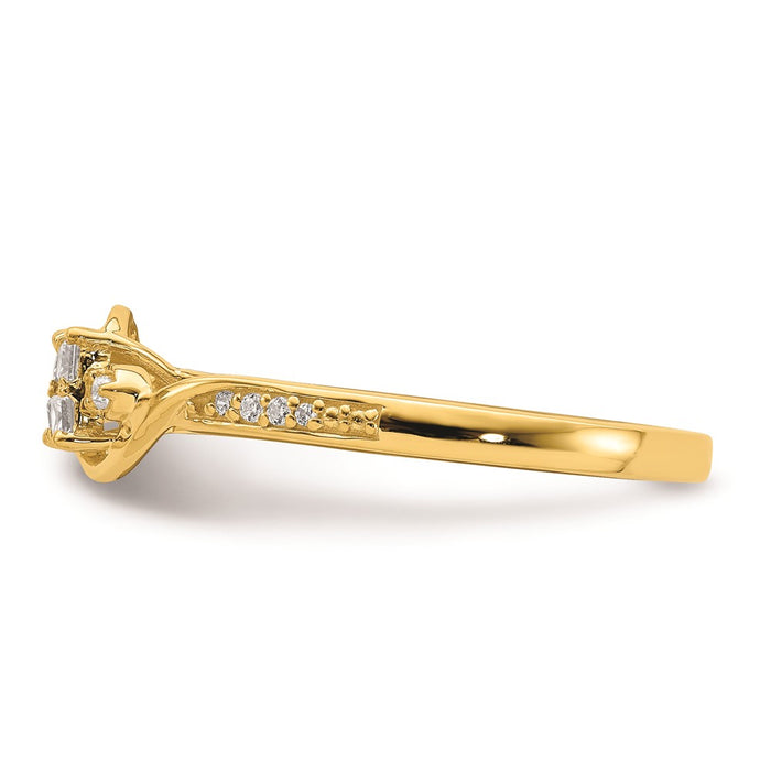 Buy Stylish 10K Yellow Gold Bypass Diamond Engagement Ring, 1/5 Carat Value!-3