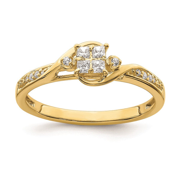 10K Yellow Gold Bypass Diamond Engagement Ring, 1/5 Carat
