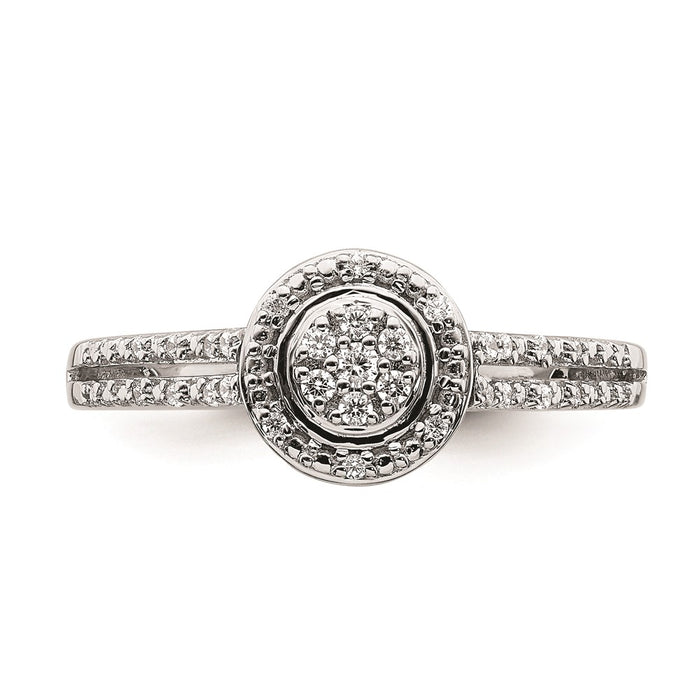 Buy Stylish 10K White Gold Halo Cluster Engagement Ring - 1/6 Carat Diamond-4