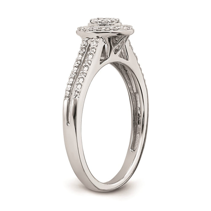 Buy Stylish 10K White Gold Halo Cluster Engagement Ring - 1/6 Carat Diamond-6