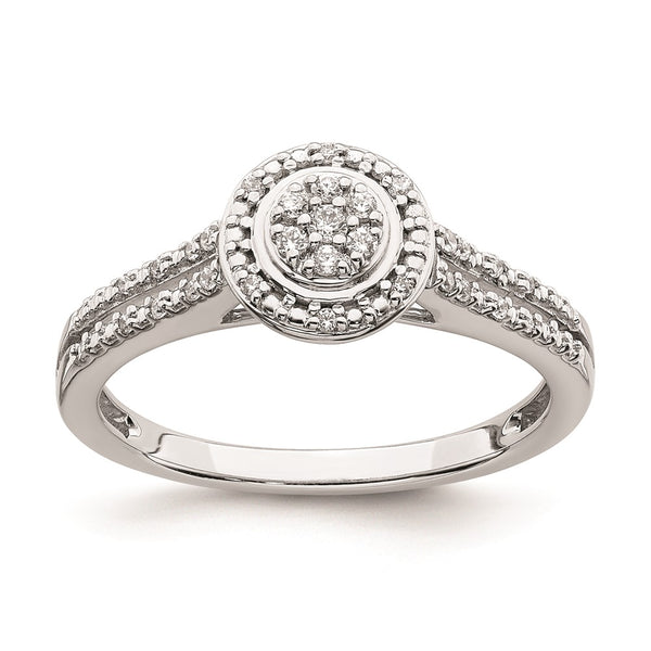 Buy Stylish 10K White Gold Halo Cluster Engagement Ring - 1/6 Carat Diamond