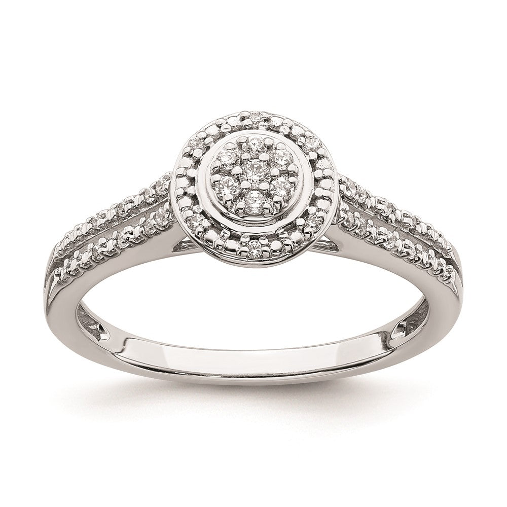 Buy Stylish 10K White Gold Halo Cluster Engagement Ring - 1/6 Carat Diamond