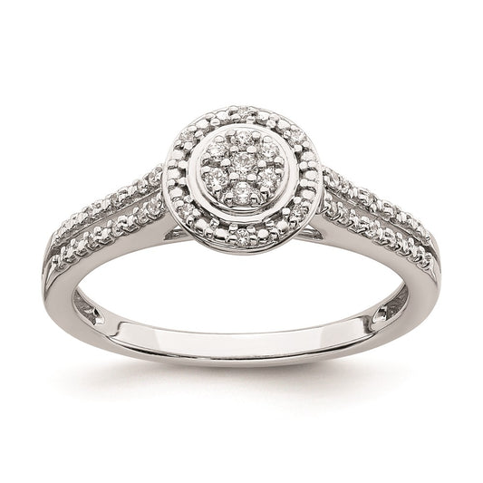 Buy Stylish 10K White Gold Halo Cluster Engagement Ring - 1/6 Carat Diamond