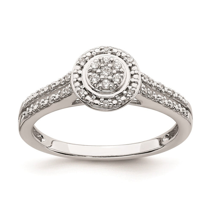 Buy Stylish 10K White Gold Halo Cluster Engagement Ring - 1/6 Carat Diamond-1