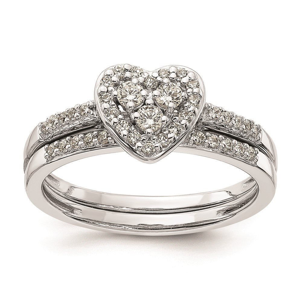 Buy Stylish 10K White Gold Heart Halo Engagement Ring with 1/4 Carat Diamond