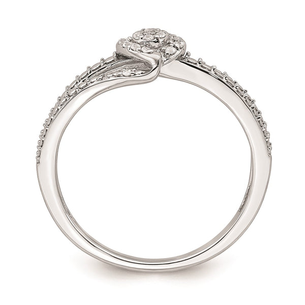 10K White Gold Halo Cluster Engagement Ring, 1/10 Carat Diamond
