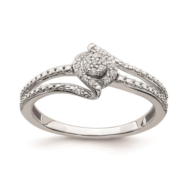 10K White Gold Halo Cluster Engagement Ring, 1/10 Carat Diamond
