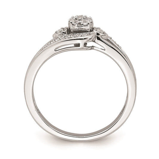Exclusive 10K White Gold Heart-Shaped Cluster Engagement Ring, 1/5 Carat Diamond