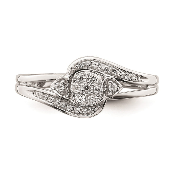 Exclusive 10K White Gold Heart-Shaped Cluster Engagement Ring, 1/5 Carat Diamond-4