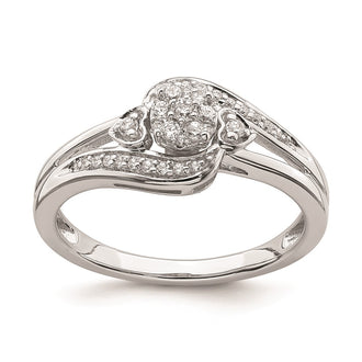 Exclusive 10K White Gold Heart-Shaped Cluster Engagement Ring, 1/5 Carat Diamond