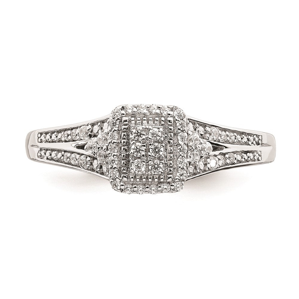 Exclusive 10K White Gold Halo Engagement Ring with 1/5 Carat Diamonds