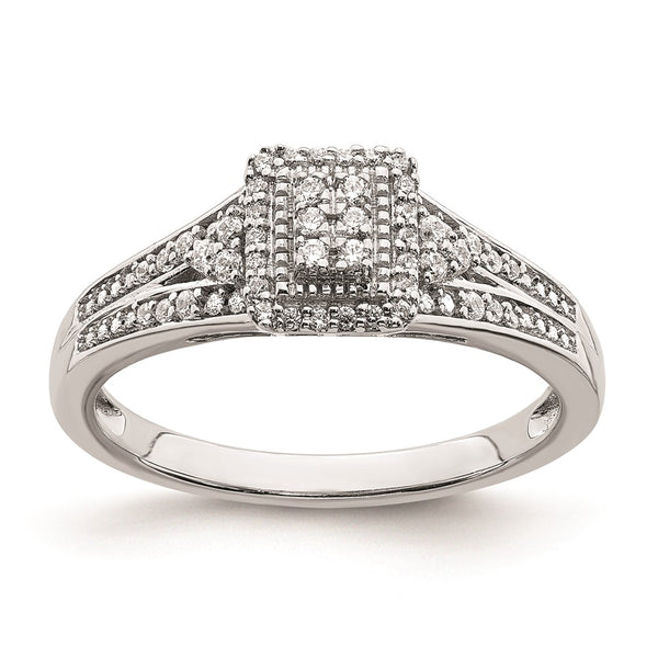 Exclusive 10K White Gold Halo Engagement Ring with 1/5 Carat Diamonds