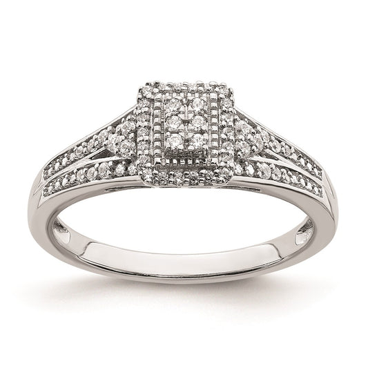 Exclusive 10K White Gold Halo Engagement Ring with 1/5 Carat Diamonds