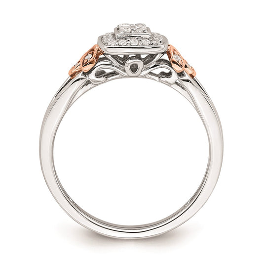 Exclusive 10K White & Rose Gold Halo Engagement Ring with 1/6 Carat Diamonds