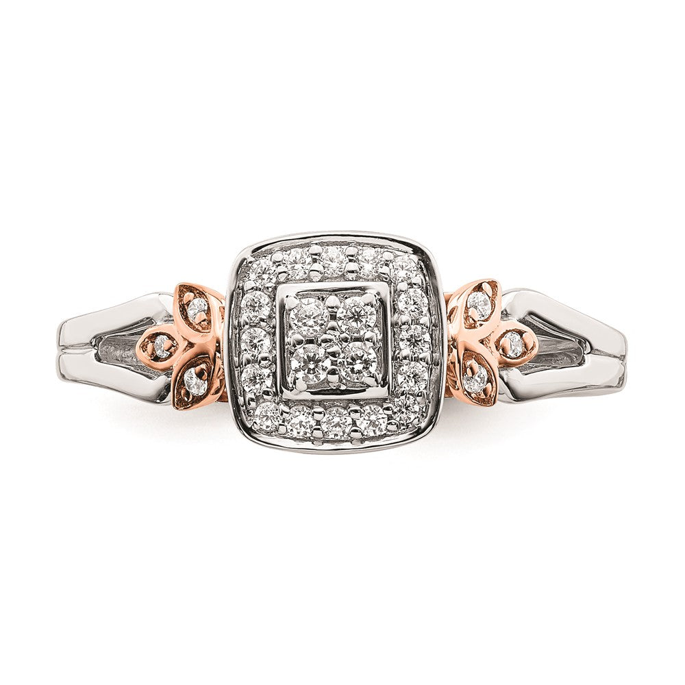 Exclusive 10K White & Rose Gold Halo Engagement Ring with 1/6 Carat Diamonds