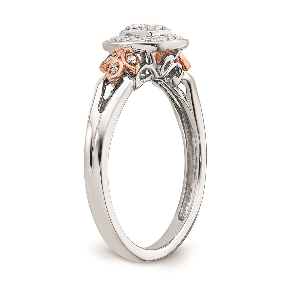 Exclusive 10K White & Rose Gold Halo Engagement Ring with 1/6 Carat Diamonds