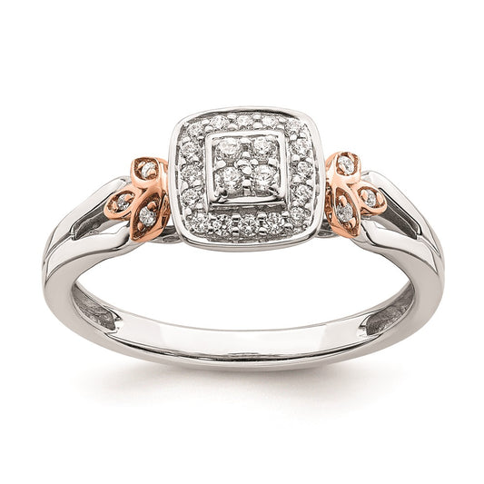 Exclusive 10K White & Rose Gold Halo Engagement Ring with 1/6 Carat Diamonds