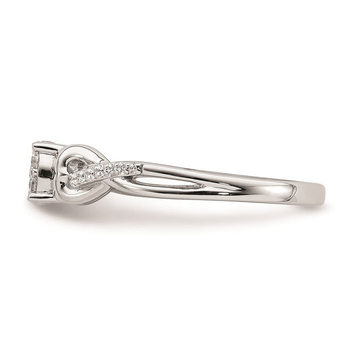 Buy Designer 10K White Gold Heart Cluster Engagement Ring, 1/6 Carat Diamond, Stylish Value.-3