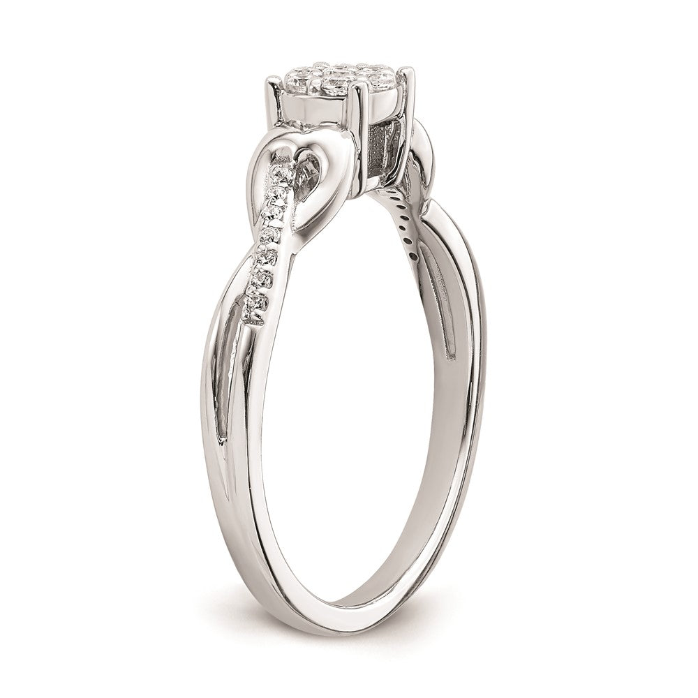 Buy Designer 10K White Gold Heart Cluster Engagement Ring, 1/6 Carat Diamond, Stylish Value.