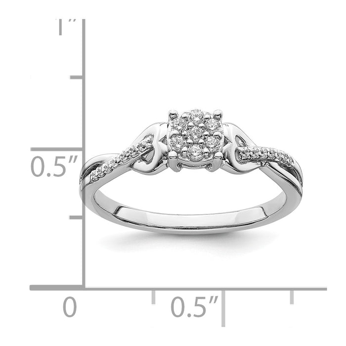 Buy Designer 10K White Gold Heart Cluster Engagement Ring, 1/6 Carat Diamond, Stylish Value.-7