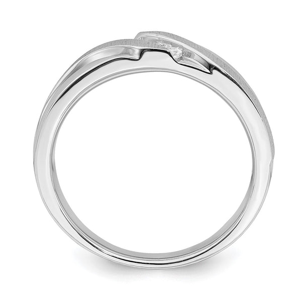 Men's 14K White Gold 3-Stone Diamond Ring, 1/10 Carat Total Weight