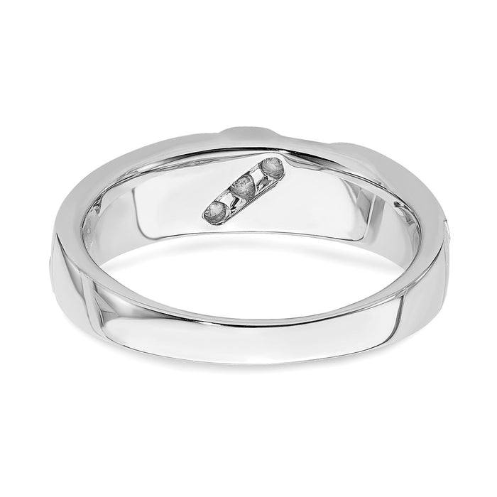 Buy Stylish Men's 14K White Gold 3-Stone Diamond Ring, 1/10 Carat Total Weight-5