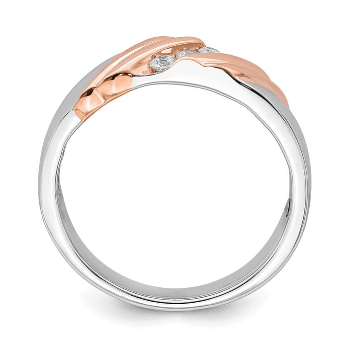 Buy Stylish 14K White & Rose Gold Men's 3-Stone Diamond Band - 1/6 Carat-2