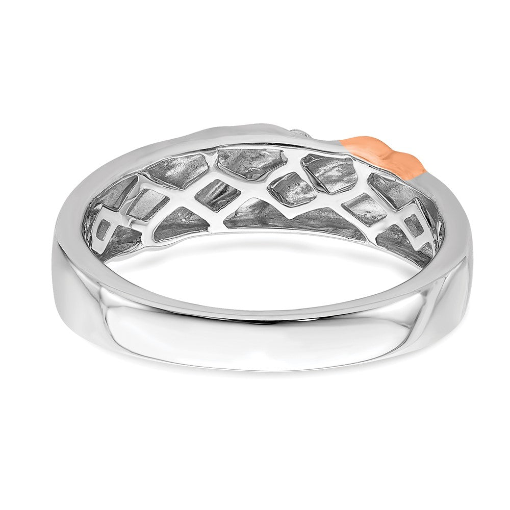 Buy Stylish 14K White & Rose Gold Men's 3-Stone Diamond Band - 1/6 Carat