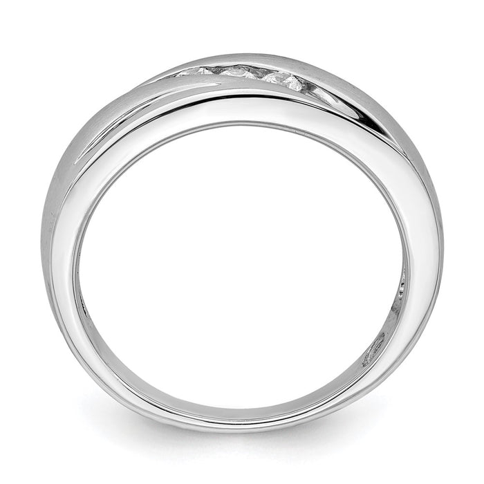 Buy Stylish Men's 14K White Gold 3-Stone Diamond Band - 1/5 Carat Value-2