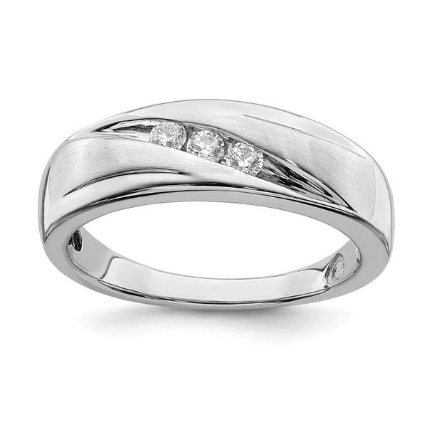 Men's 14K White Gold 3-Stone Diamond Band - 1/5 Carat