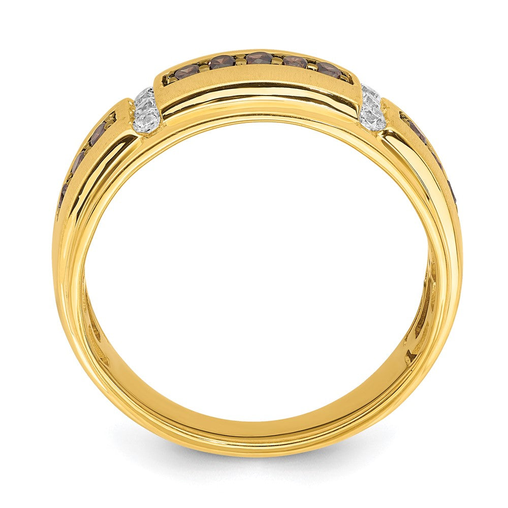 High-Quality 14K Men's Ring with 1/2 Carat Brown & White Diamonds - Stylish Value
