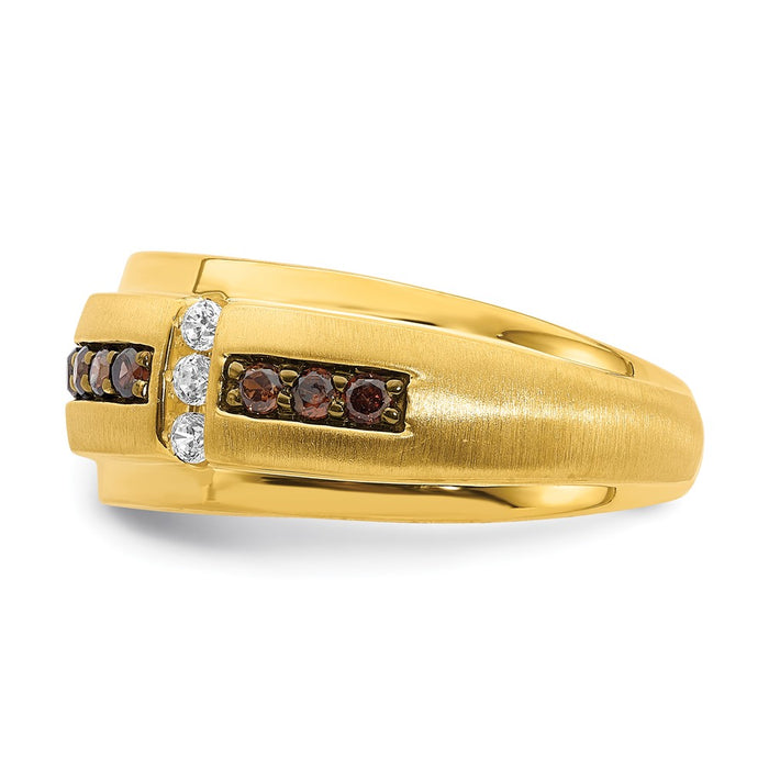 High-Quality 14K Men's Ring with 1/2 Carat Brown & White Diamonds - Stylish Value-3