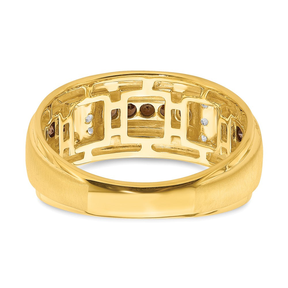 High-Quality 14K Men's Ring with 1/2 Carat Brown & White Diamonds - Stylish Value