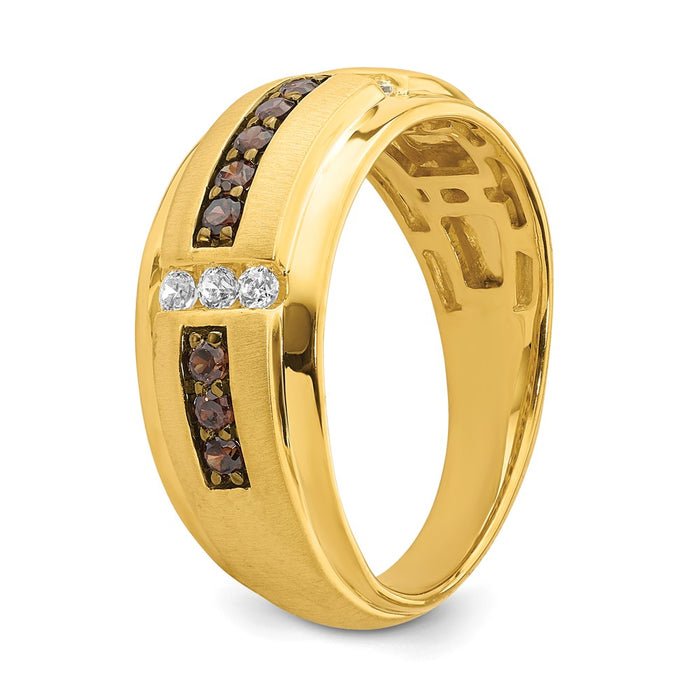 High-Quality 14K Men's Ring with 1/2 Carat Brown & White Diamonds - Stylish Value-6
