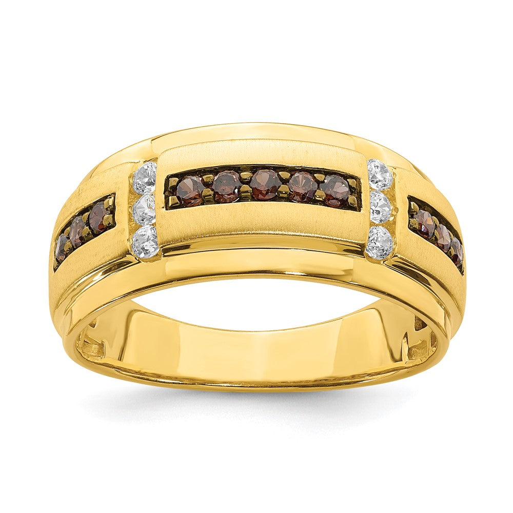 High-Quality 14K Men's Ring with 1/2 Carat Brown & White Diamonds - Stylish Value