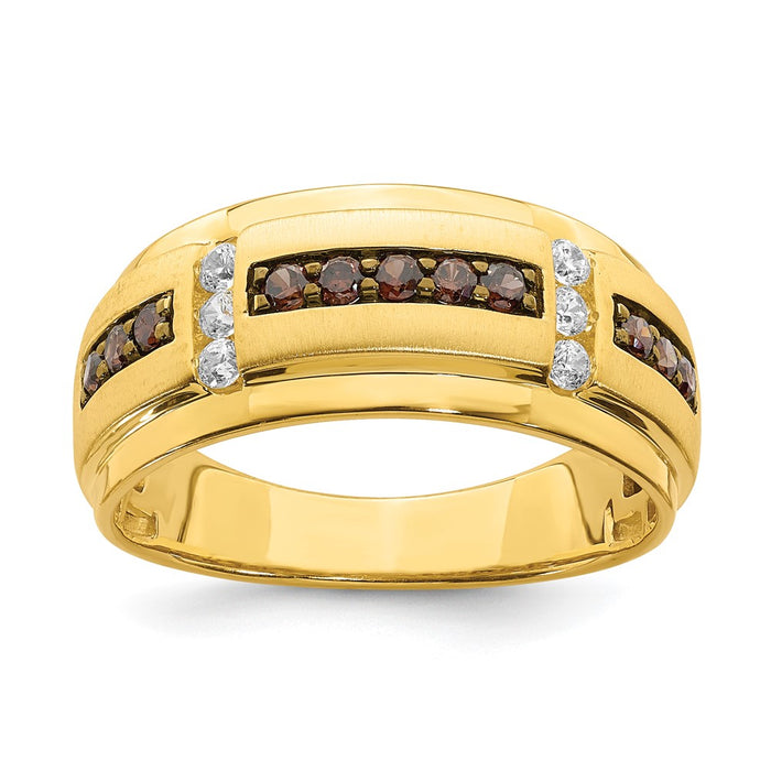 High-Quality 14K Men's Ring with 1/2 Carat Brown & White Diamonds - Stylish Value-1