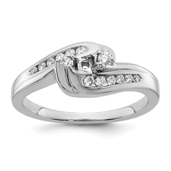 14K White Gold Bypass Engagement Ring with 1/3 Carat Diamond