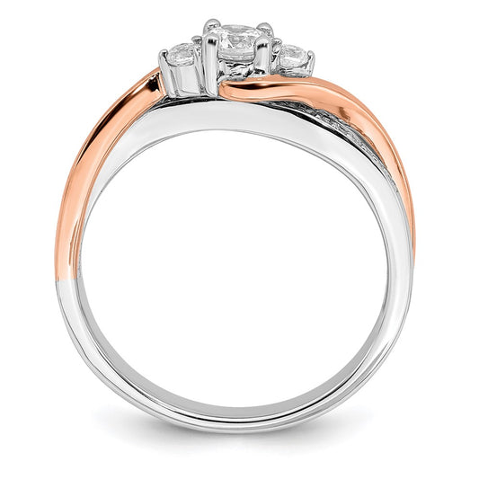 Exclusive 14K White & Rose Gold By-Pass Engagement Ring | 1/4 ct Center & 1/8 ct Accents
