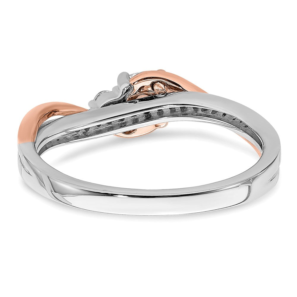 Exclusive 14K White & Rose Gold By-Pass Engagement Ring | 1/4 ct Center & 1/8 ct Accents