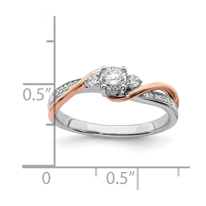 Exclusive 14K White & Rose Gold By-Pass Engagement Ring | 1/4 ct Center & 1/8 ct Accents-8