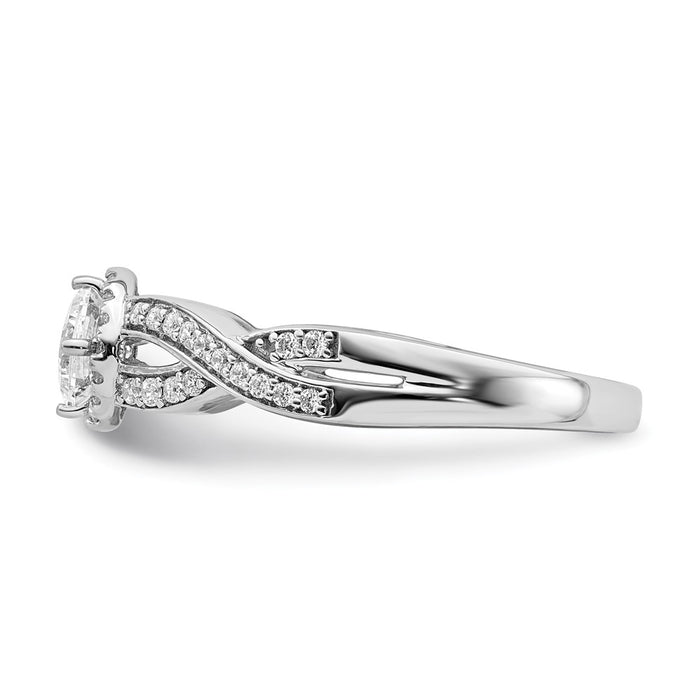High-Quality 14K White Gold Criss-Cross Halo Engagement Ring, 1/3 Carat Value-3